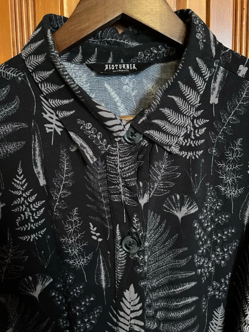 Maidenhair Midi Short Sleeve Shirt Dress - 10 Tall - fern frond illustrations - Picture 9 of 11